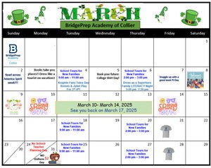  March Activity Calendar 